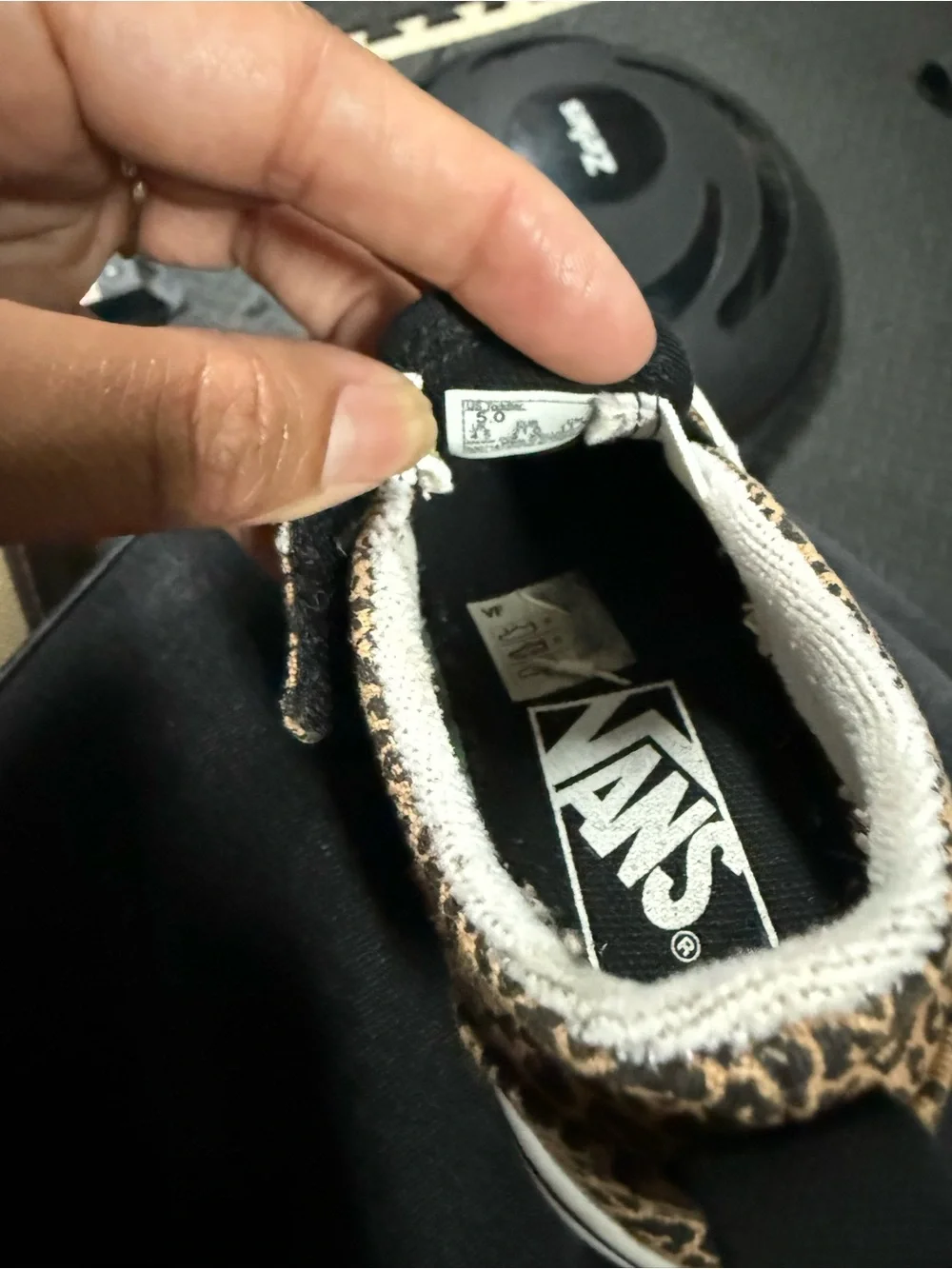 Vans Kids Leopard Print Slip-On Sneakers in Tan and Black
